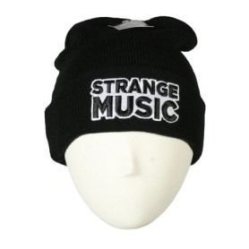 Strange Music - Black White Text Embroidered Skull Cap