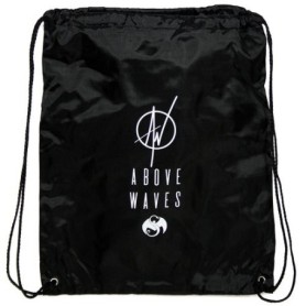 Above Waves - Black Logo Drawstring Backpack