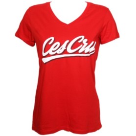 Ces Cru - Red Sports Swipe Ladies V-Neck T-Shirt