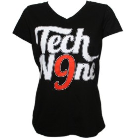 Tech N9ne - Black Scripty Ladies V-Neck T-Shirt