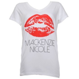 Mackenzie Nicole - White Lips Ladies V-Neck T-Shirt