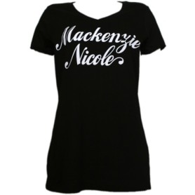 Mackenzie Nicole - Black Cursive Ladies V-Neck T-Shirt