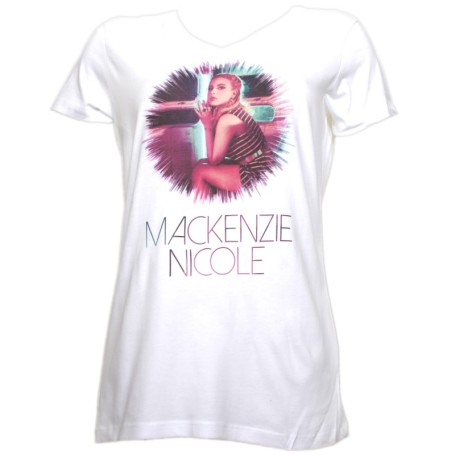 Mackenzie Nicole - White Starburst Ladies V-Neck T-Shirt