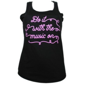 Wrekonize - Black Music On Ladies Racerback Tank Top