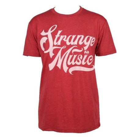 Strange Music - Burgundy Vintage Script Luxury Blend T-Shirt