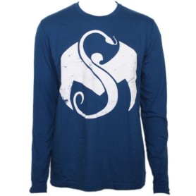 Strange Music - Cool Blue Snake &amp; Bat Logo Luxury Blend Long Sleeve T-Shirt