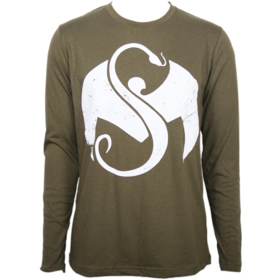 Strange Music - Military Green Snake & Bat Logo Luxury Blend Long Sleeve T-Shirt